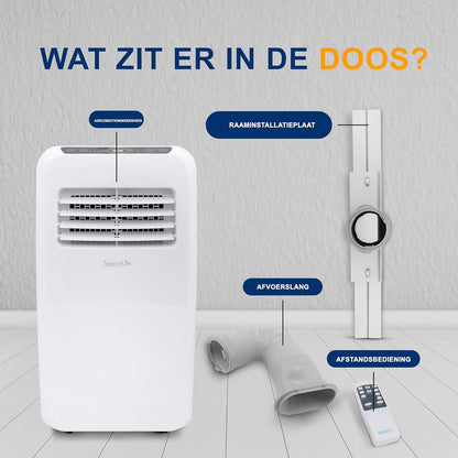Mobiele Airconditioner Wit – Draagbare Airco, Mobiele Airco, Airconditioner, Airco Zonder Vaste Installatie – 7000 BTU Voor Ruimtes Tot 32 M² – 3-In-1 Koelen, Ontvochtigen En Ventileren