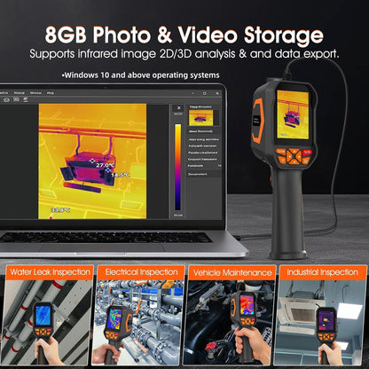 Thermal Imager Thermische Camera Lekdetector voor Water/Lucht, AIOMEST Infraroodbeelding Pistool met 512x384 TISR-resolutie, PC 2D/3D-analyse, 2MP Camera, Temperatuurmeting -20°C tot 550°C