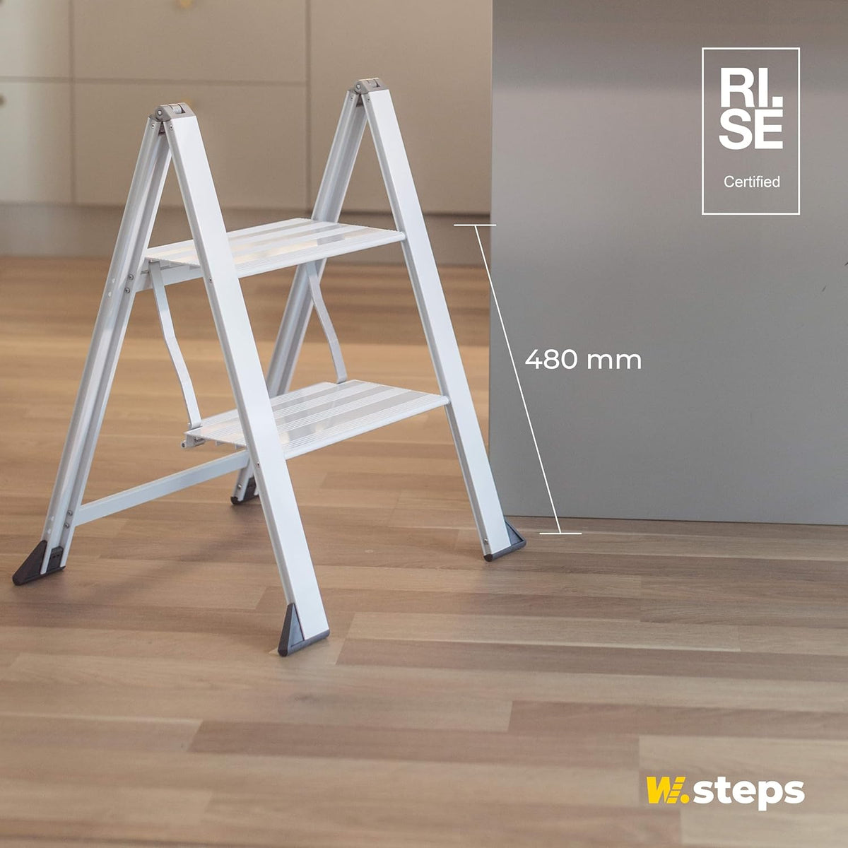 WIBE LADDERS, VIKINGSTEP Color, trapladder MIDI, 728402, extreem compacte trapladder in wit gelakt