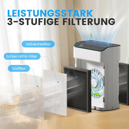 Operan Luchtreiniger met allergieën, Advanced Air Purifier voor appartementen en rookkamers, Wi-Fi & App Control, CADR 340 m³/h (158 m²), Smart Auto-mode, HEPA-filter tegen stof, pollen, dierenharen