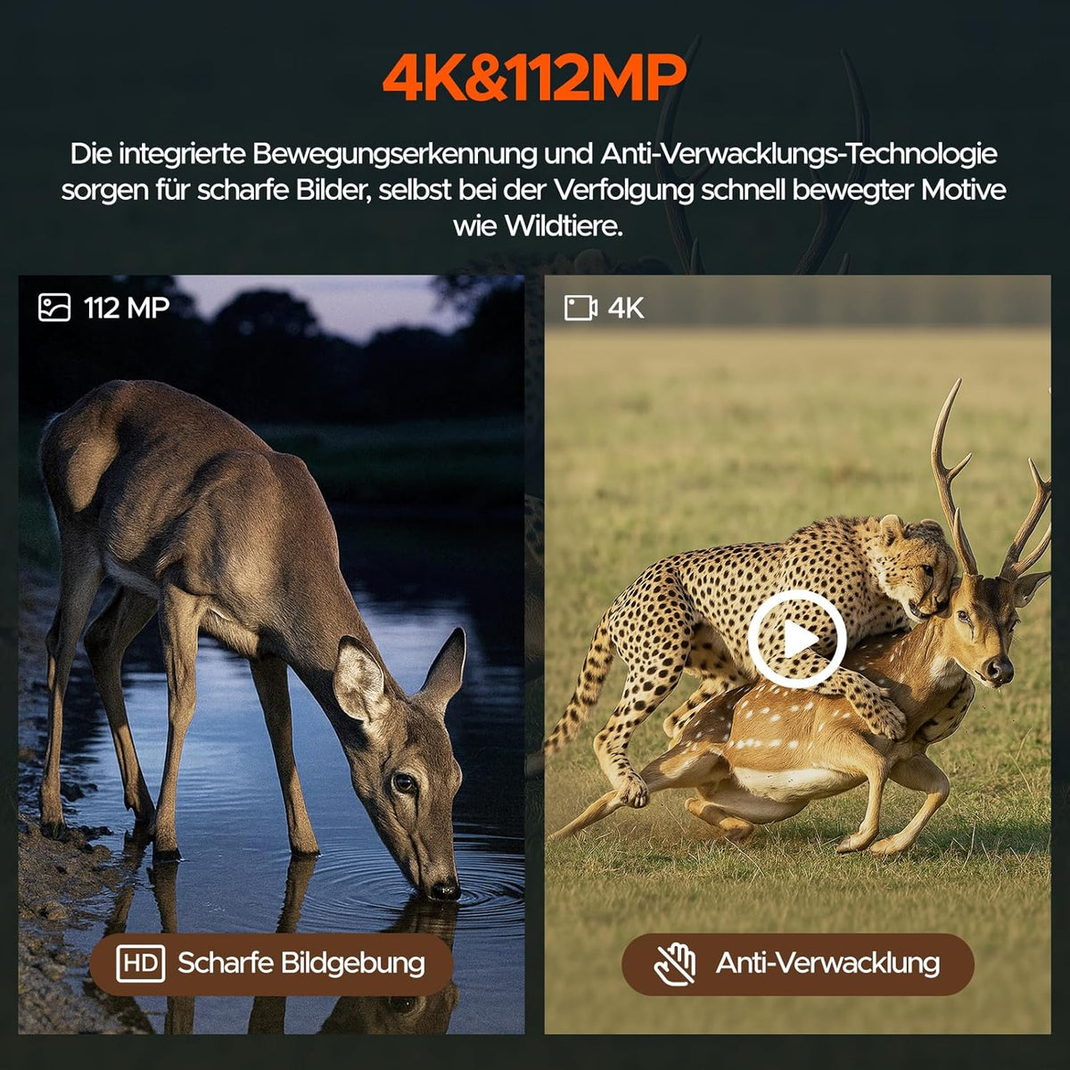 Nachtzichtapparaat, 4K 112MP infrarood verrekijker, nachtzichtapparaat, jacht, 12 x digitale zoom, bereik 450 m, 5000 mAh oplaadbaar, 64 GB TF-kaart voor jacht, veiligheid, camping