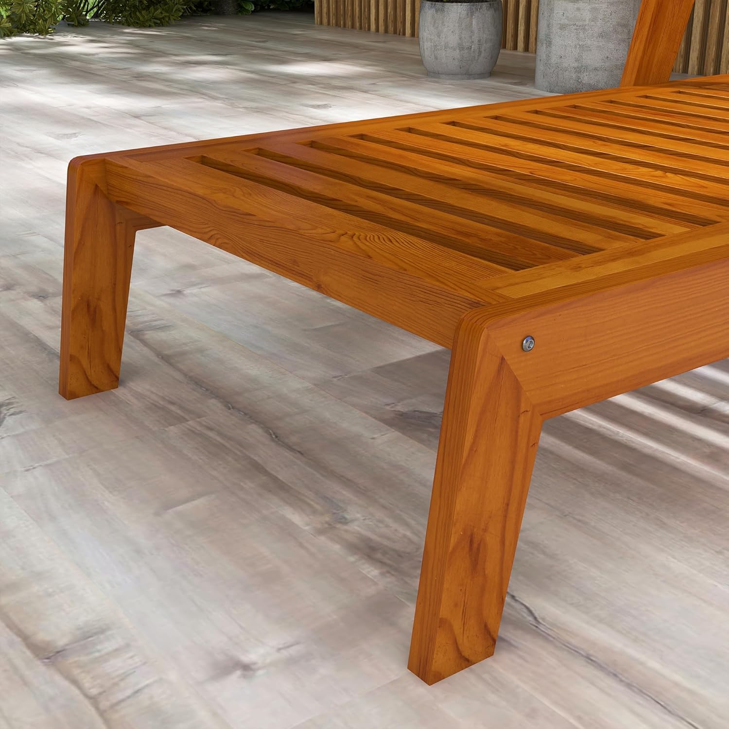 Outsunny Sun Lounger, Garden Lounger, Wood Lounger, Weatherproof, Relax Chair for Balcony, Patio, Load up to 120 kg, Orange, 66 x 190 x 73.5 cm - QUORE