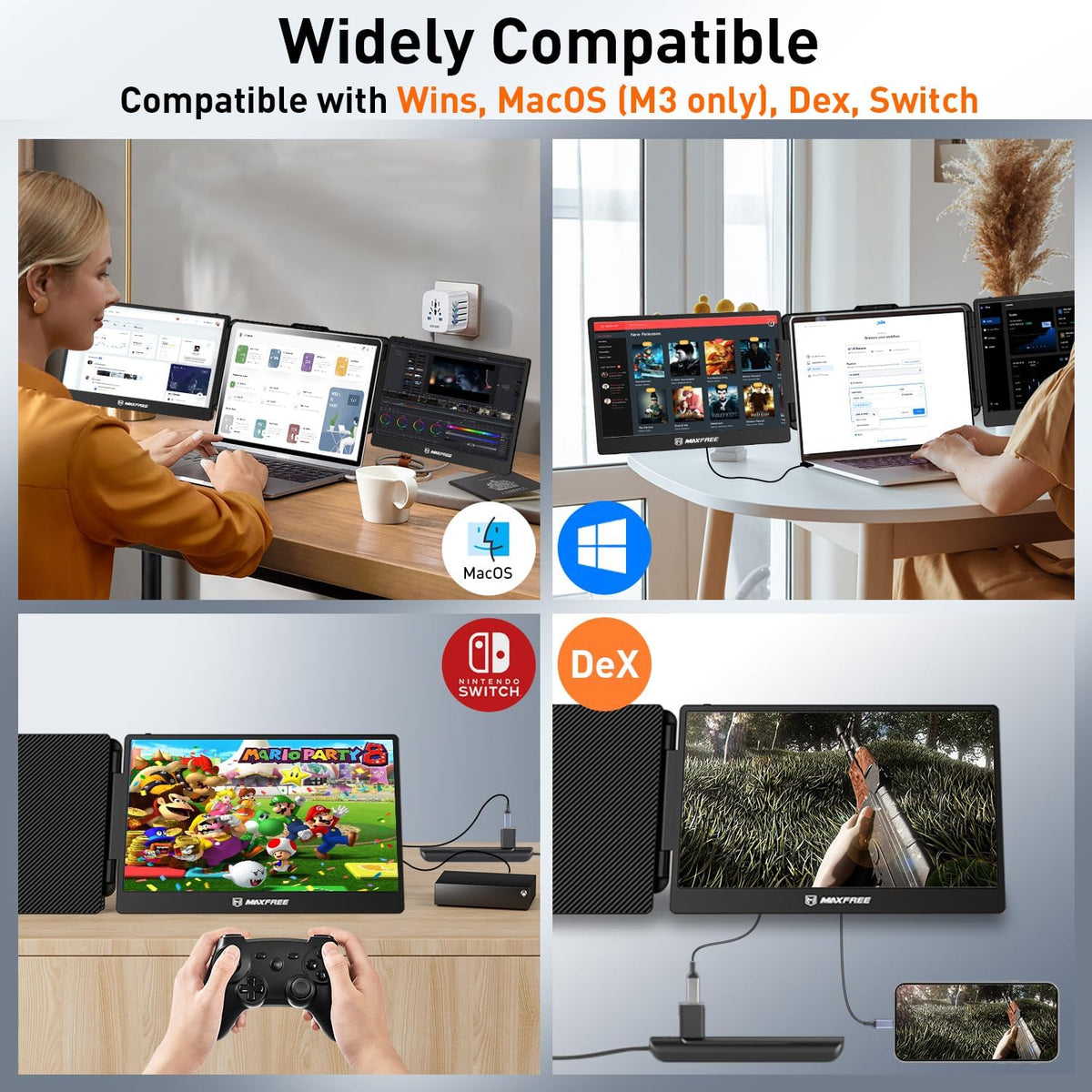Maxfree Draagbare Monitor 14 duim, Laptop het Schermuitbreiding, FHD 1080P, Dubbele Monitor