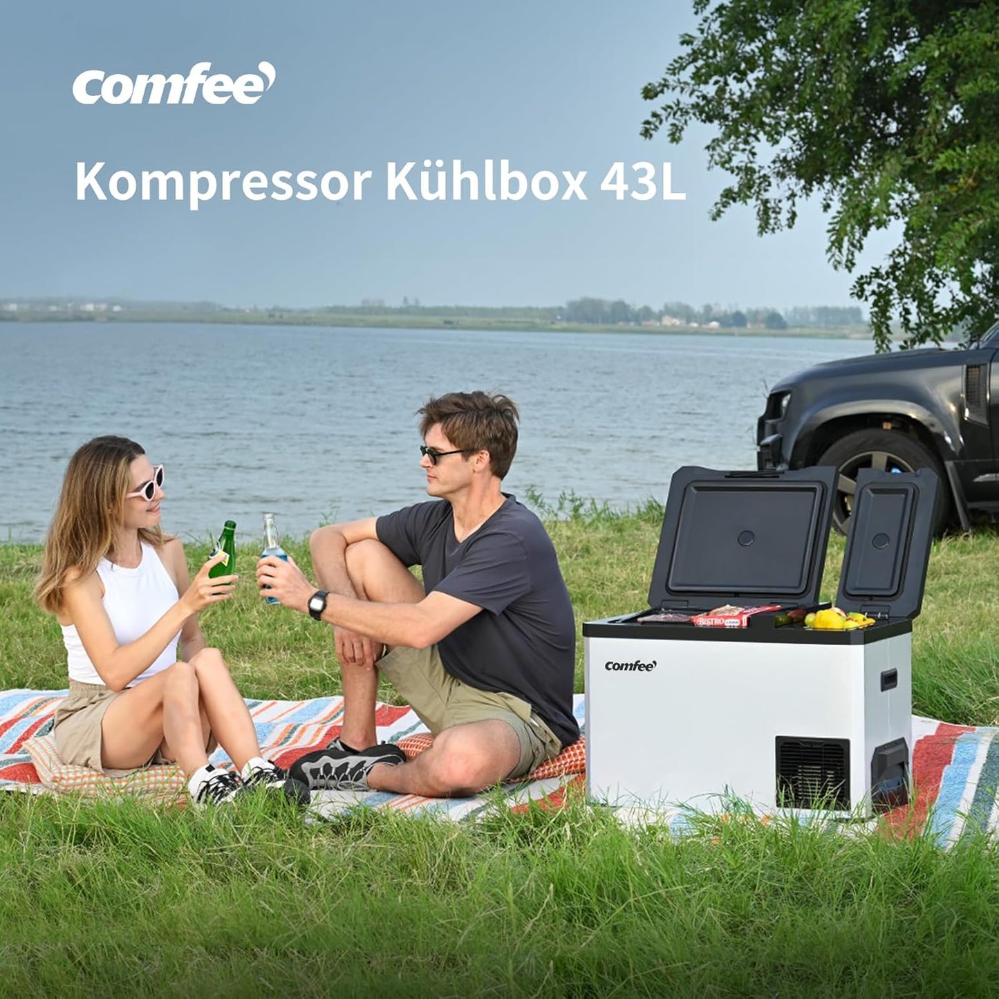 Koelbox – Compressor Koelbox – Elektrische Koelbox – Draagbare Koelbox – Camping Koelbox – 43 Liter Inhoud – Dubbele Koelzone Met Temperatuurregeling - QUORE