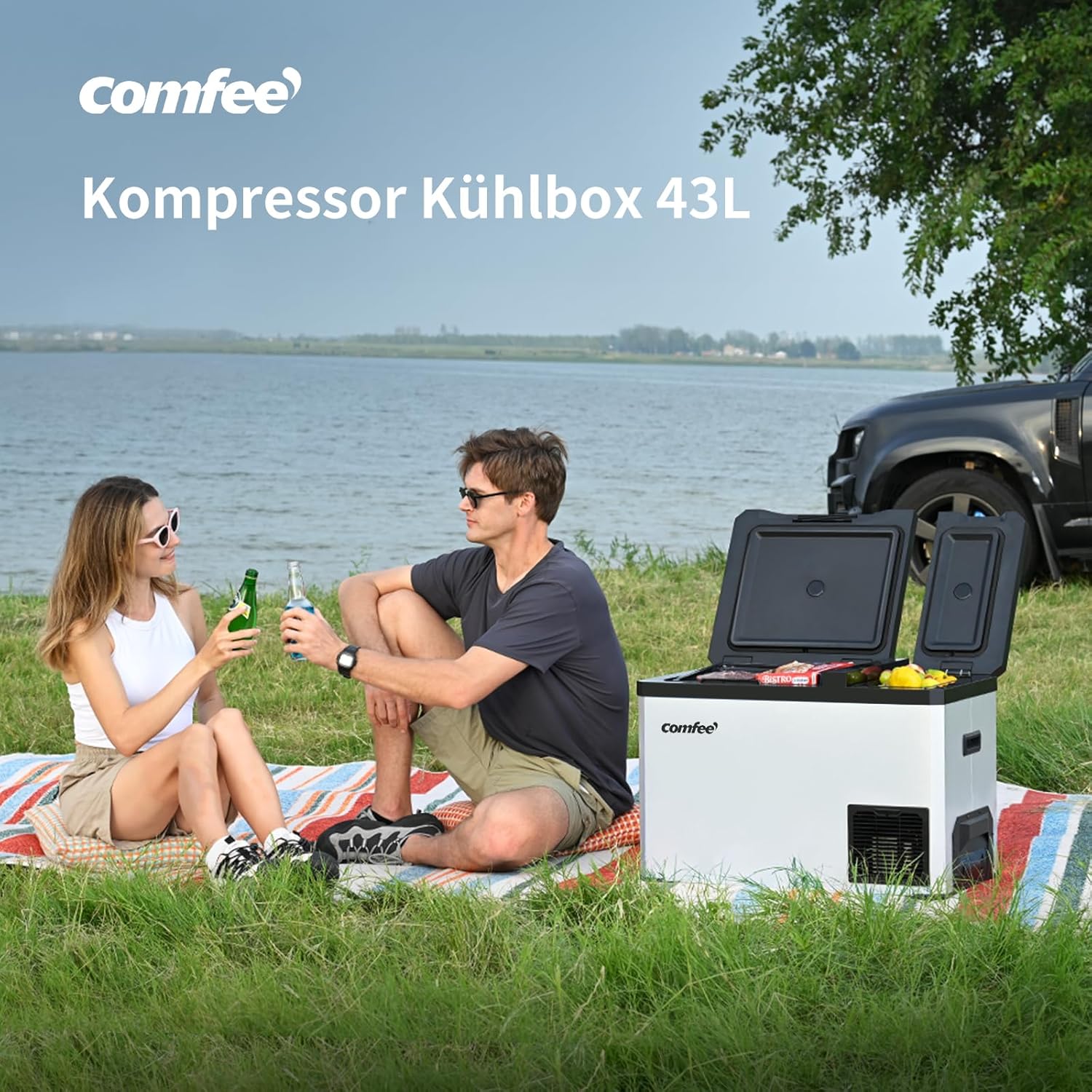 Koelbox – Compressor Koelbox – Elektrische Koelbox – Draagbare Koelbox – Camping Koelbox – 43 Liter Inhoud – Dubbele Koelzone Met Temperatuurregeling - QUORE