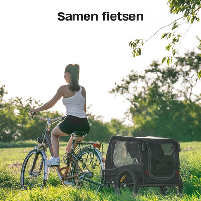 Hondenfietskar - Hondenkar - Opvouwbaar - Voor Kleine en Grote honden - max. 30kg - 2-in-1 Hondenfietskar voor Fiets naar Hondenbuggy - Geschikt voor E-Bikes en Normale Fietsen