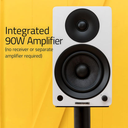Fluance Ai41 Aangedreven 2-weg 2.0 stereo boekenplankluidsprekers met 5" drivers, 90W versterker voor draaitafel, tv, pc en Bluetooth 5 draadloze muziekstreaming met RCA, optisch, subwooferuitgang
