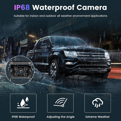 Draadloze Achteruitrijcamera (Dual) met 7-inch HD IPS Monitor, IP68 Waterdichte Auto Achteruitrijcamera voor Auto, Vrachtwagen en SUV Bestelwagens