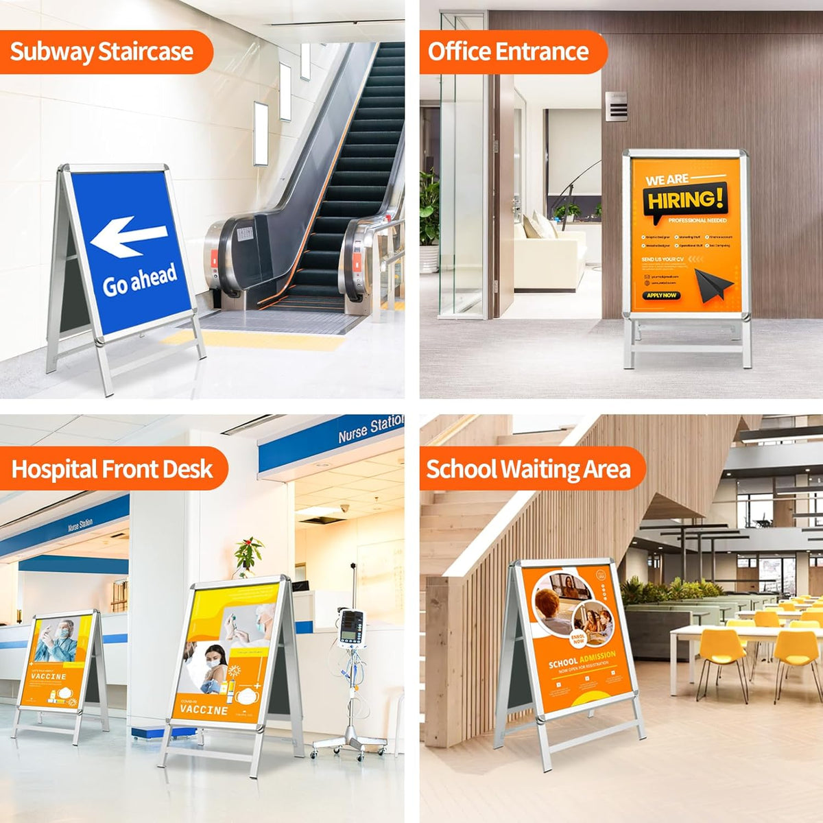 Stoepbord Zilver – A-Bord – Reclamebord – Displaybord – Posterbord – A1 Dubbelzijdig – Aluminium Snap Frame