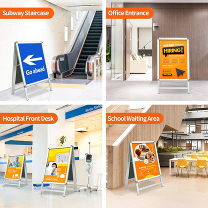Stoepbord Zilver – A-Bord – Reclamebord – Displaybord – Posterbord – A1 Dubbelzijdig – Aluminium Snap Frame