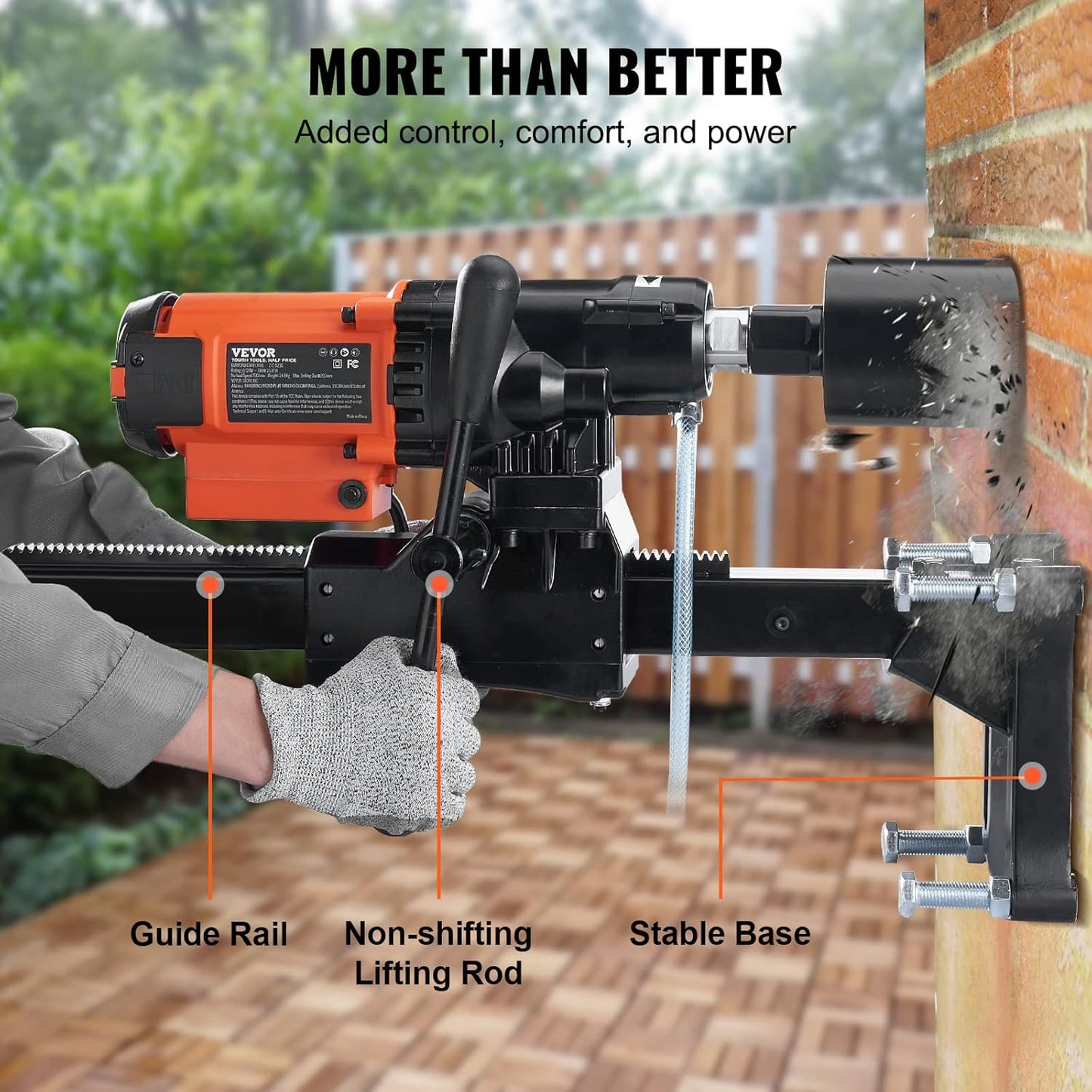 VEVOR Diamond core drill bit with holder max. diameter 20cm max. depth 60cm 2500W diamond drill wet and dry drilling 750rpm diamond drill for concrete, construction