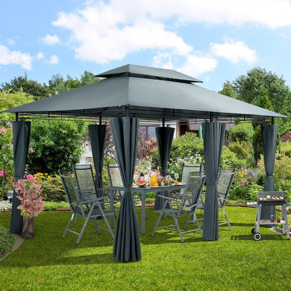 Casaria Pavilion Topas 3x4m Metal Water Repellent UV Protection 50+ with Side Panels Garden Pavilion Luxury Modern Anthracite - QUORE