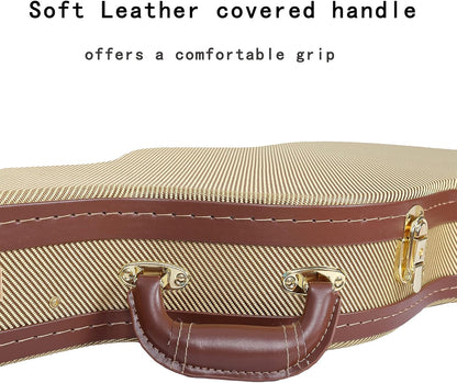 Crossrock Hard-Shell Houten Koffer voor Telecaster en Stratocaster Stijl Elektrische Gitaren met Verwijderbare Schouderriemen-Tweed (CRW700STTW), Tweed, Elektrische St