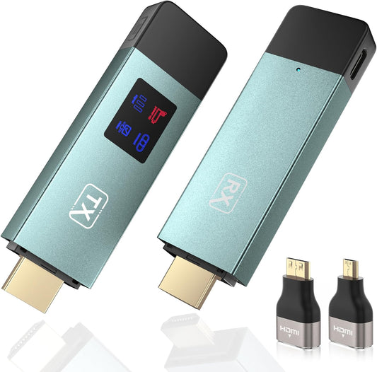 Draadloze HDMI-zender en ontvanger, 30 m stabiele verbinding, 2,4 G/5 G draagbare HDMI draadloos met led-scherm, plug & play voor streaming video, audio file van, laptop, pc naar HDTV, projector.