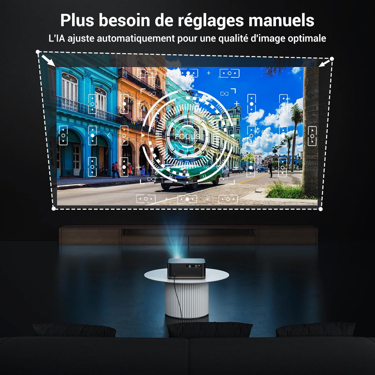 [1500 ANSI/Autofocus/Keystone] HAPPRUN 4K Ultra HD Projector, Home Cinema Beamer met WiFi 6 & Bluetooth 5.2, 300” Scherm met 50% Zoom, Compatibel met Mobiel/TV-Stick/PC / PS5