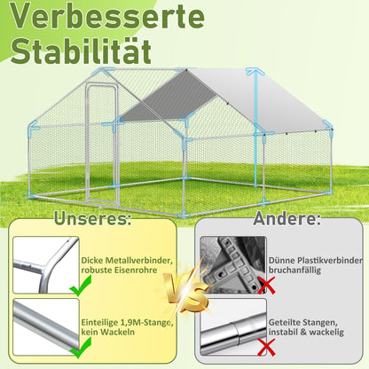 Kippenren – Kippenhok – Buitenren – Dierenren – Ren Voor Kleine Dieren – XXL 3x6x2 Meter – Thermisch Verzinkt Stalen Frame Met Slot