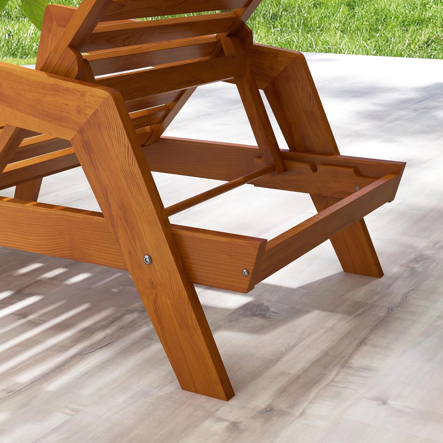 Outsunny Sun Lounger, Garden Lounger, Wood Lounger, Weatherproof, Relax Chair for Balcony, Patio, Load up to 120 kg, Orange, 66 x 190 x 73.5 cm - QUORE