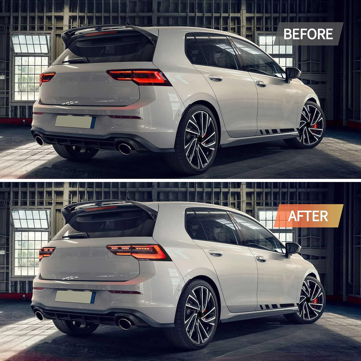 VLAND Achterlichten compatibel met Golf MK8 Golf 8 2020-2023, met E-keurmerk, 1 set bestuurders- en passagierszijde (gerookt)