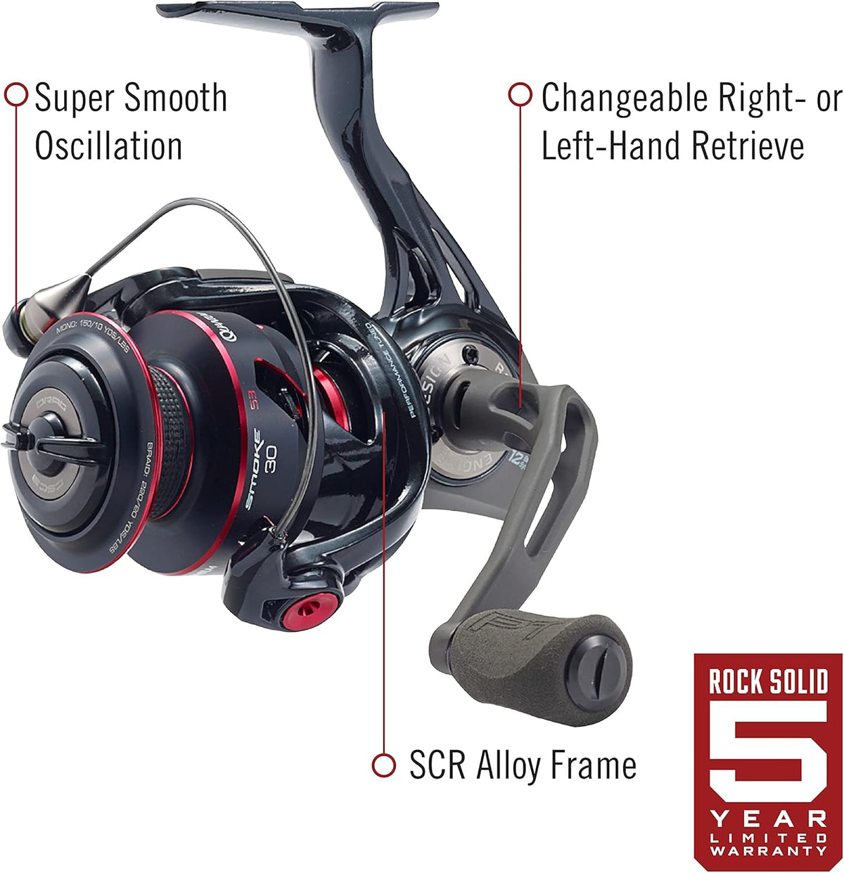 Zebco/Quantum Smoke S3 PT Inshore maat 30 6,0: 1 vertaling 88,9 cm Ophalen rate 20 LB MAX Drag Spinning Reel