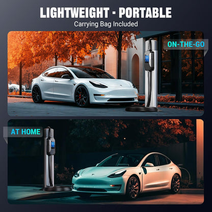 Tera Mobile Wallbox EV oplader laadstation: 11kW CEE 16A naar type 2 IP66 3-fasig 7,5 m 2,8 inch bestuurbaar digitaal display voor model Y/3, ID.3/4/5, MG4, EX30, e-up, e-tron, Zoe en andere EV P06