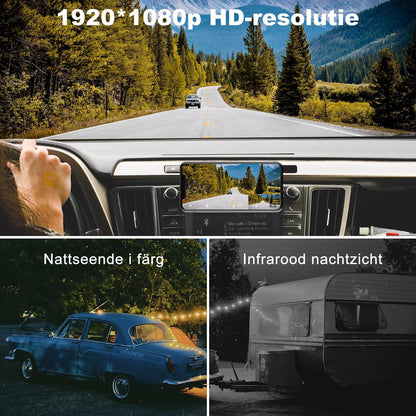 GENBOLT 4G LTE vrachtwagen camera voor remote monitoring. Realtime en multi-hoek monitoring met 1080P dual camera's. Geluids- en lichtalarm. IP69 waterdicht. Magnetische beugel
