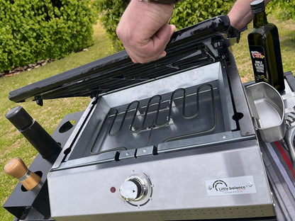 LITTLE BALANCE 8713 Biscarosse 50-35, elektrische grillplaat, geëmailleerd gietijzer, XL, 2150 W, 100% Franse productie, roestvrij staal