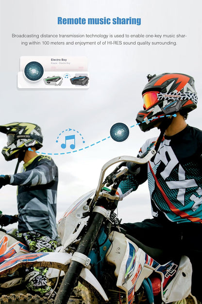 FreedConn 2 stuks FX motorhelm Bluetooth headset, 2-10 rijders motorfiets intercom, ultradun communicatiesysteem met ruisonderdrukking, IP67 waterdicht, muziek delen