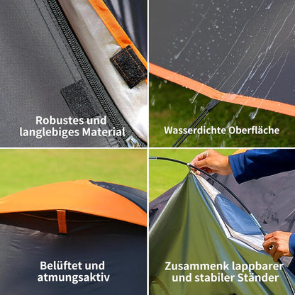 EchoSmile 4-persoons campingtent, 3-4 seizoenen, waterdicht, 5000 mm, koepeltent met voortent, lichte wandeltent, outdoor iglu tent, festivaltent