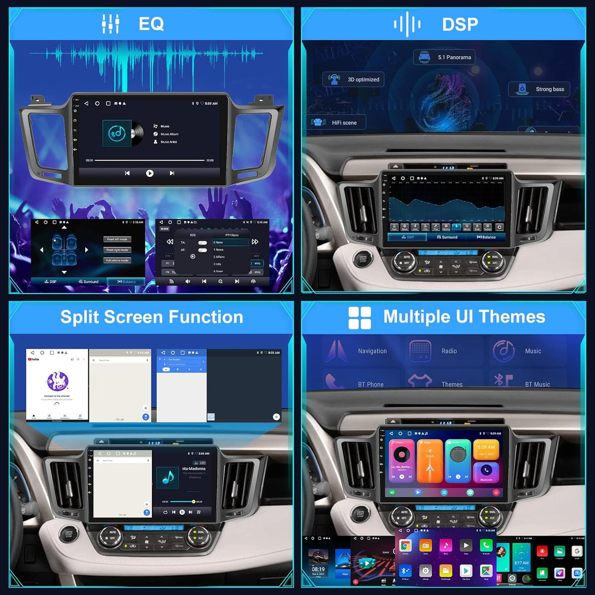 [2+64G]Android 13 Car Stereo for Toyota RAV4 2013-2019 with Wireless Carplay & Android Car, 10.1 Inch Touch Screen Car Radio with WiFi GPS Mirror Link DSP FM/RDS Radio SWC + AHD Rear View Camera