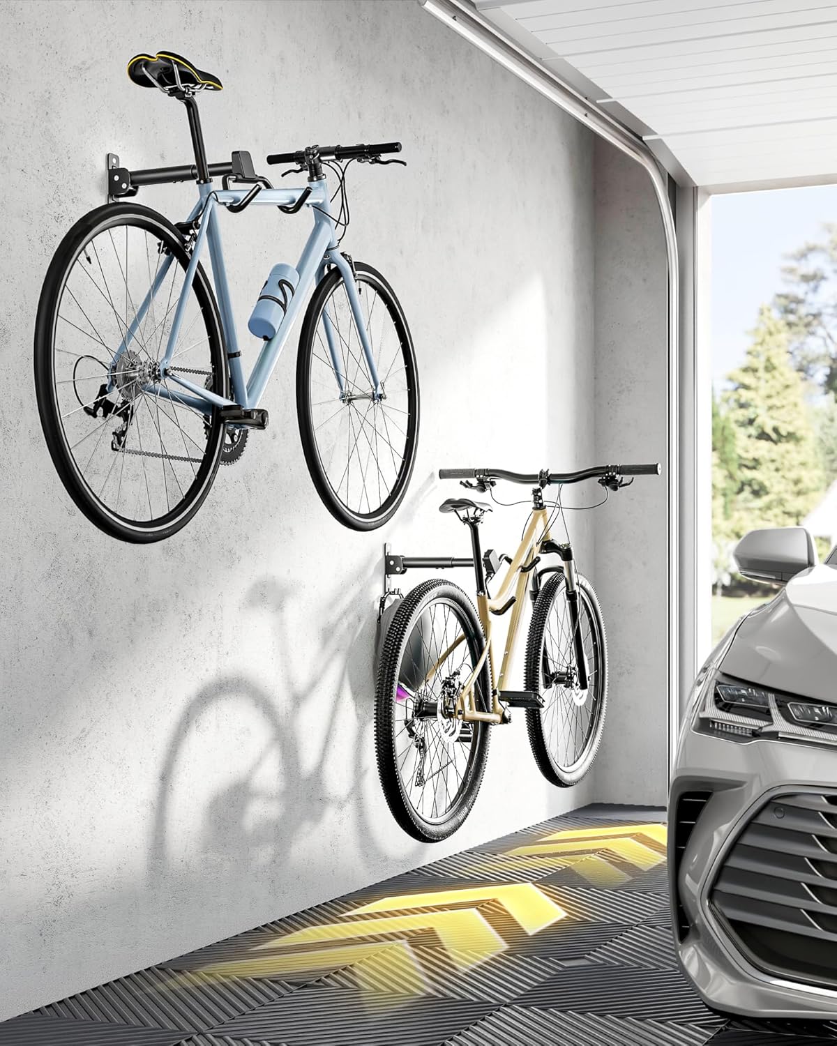 monTEK Fietswandhouder, inklapbare racefietswandhouder, 30 kg draagvermogen, fietshouder muur voor garage, 4 stuks