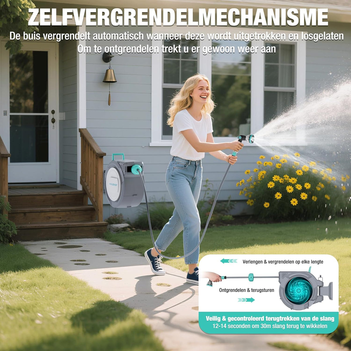 30m Intrekbare tuinslanghaspel-30 meter