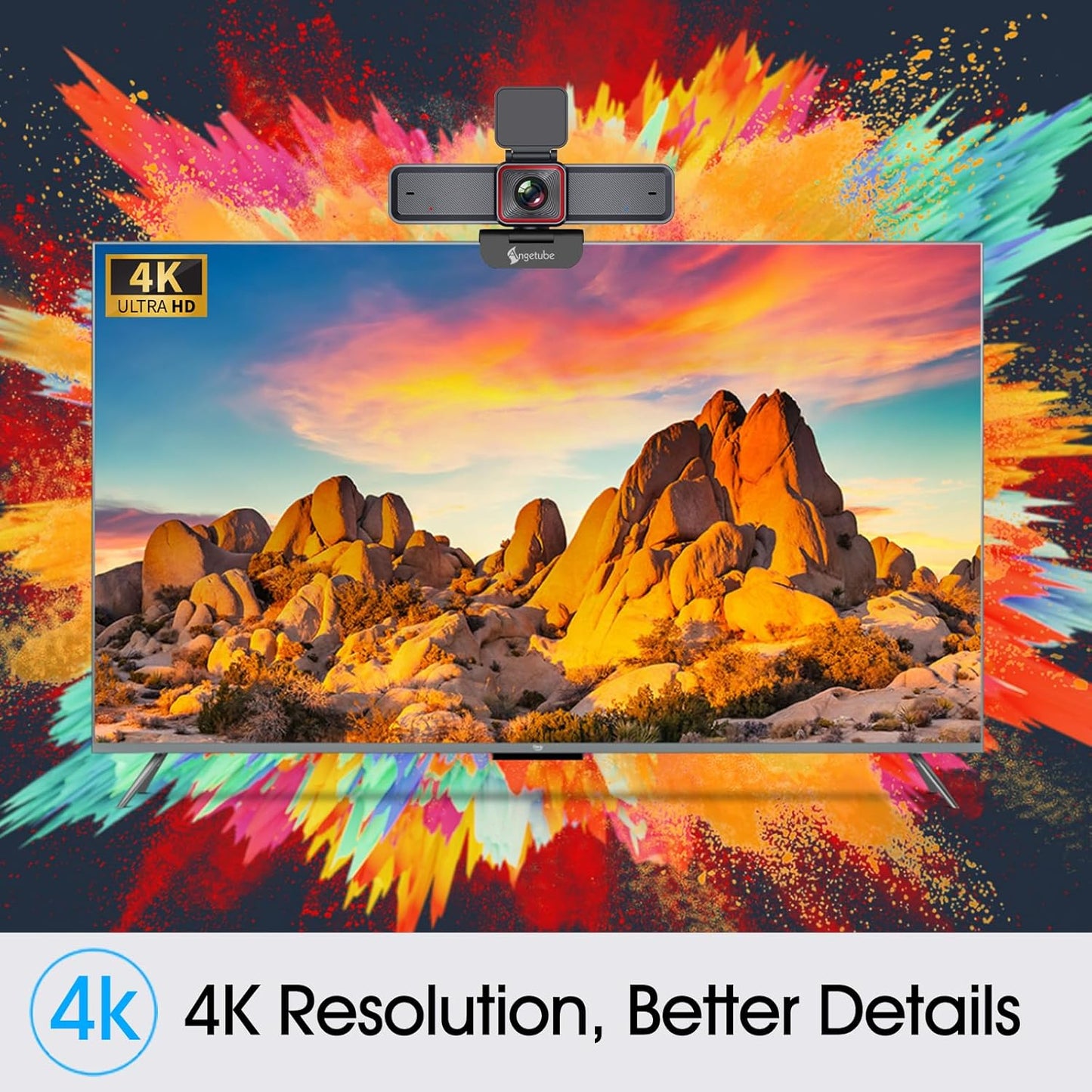 Webcam – Streaming Webcam – USB Webcam – Laptop Webcam – Vergadercamera – 4K-UHD Met AI-Tracking En HDR – Dubbele AI-Ruisonderdrukkende Microfoons