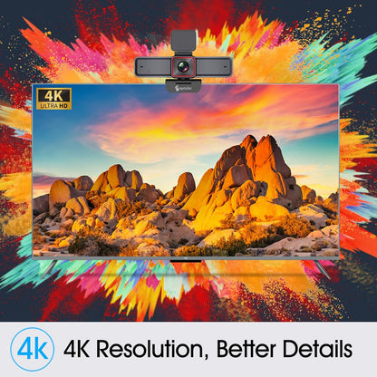 Webcam – Streaming Webcam – USB Webcam – Laptop Webcam – Vergadercamera – 4K-UHD Met AI-Tracking En HDR – Dubbele AI-Ruisonderdrukkende Microfoons