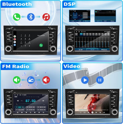 Autoradio voor Audi A4 S4 RS4 – Autoradio Auto Stereo – Infotainmentsysteem – Multimedia Speler – Navigatiesysteem – Android 13 Systeem – 7 Inch IPS Touchscreen – Draadloze CarPlay en GPS Navigatie