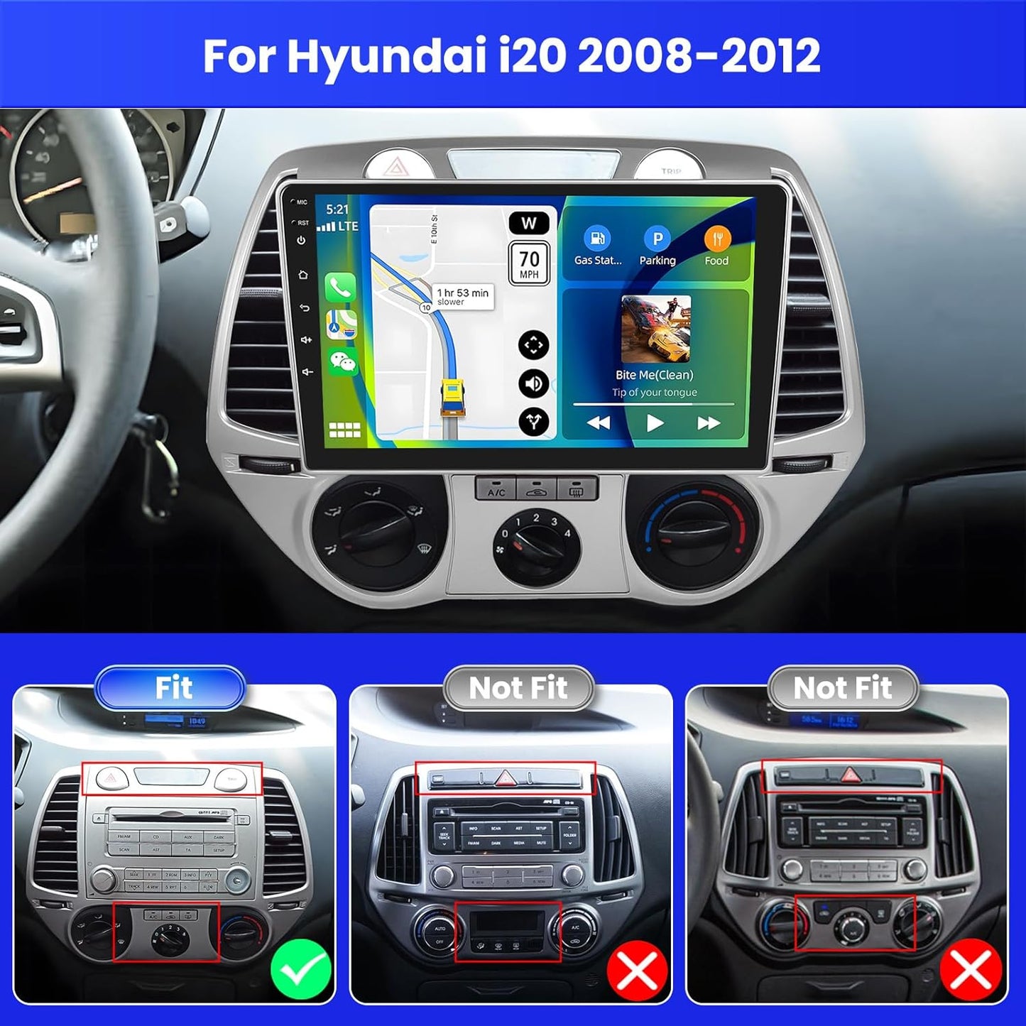 Autoradio Hyundai i20 – Multimediasysteem – Navigatiesysteem – DAB+ Radio – Touchscreen Autoradio – 9 Inch Scherm – Android 13 Met Wireless CarPlay & Achteruitrijcamera