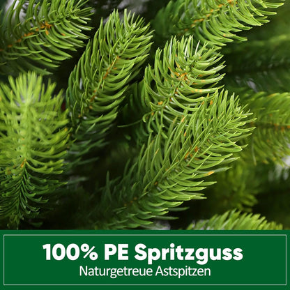 SALCAR 100% PE kunstkerstboom 180 cm, kunstkerstboom met 762 PE-takken, edele Nordmann-spar inclusief handschoenen en metalen standaard
