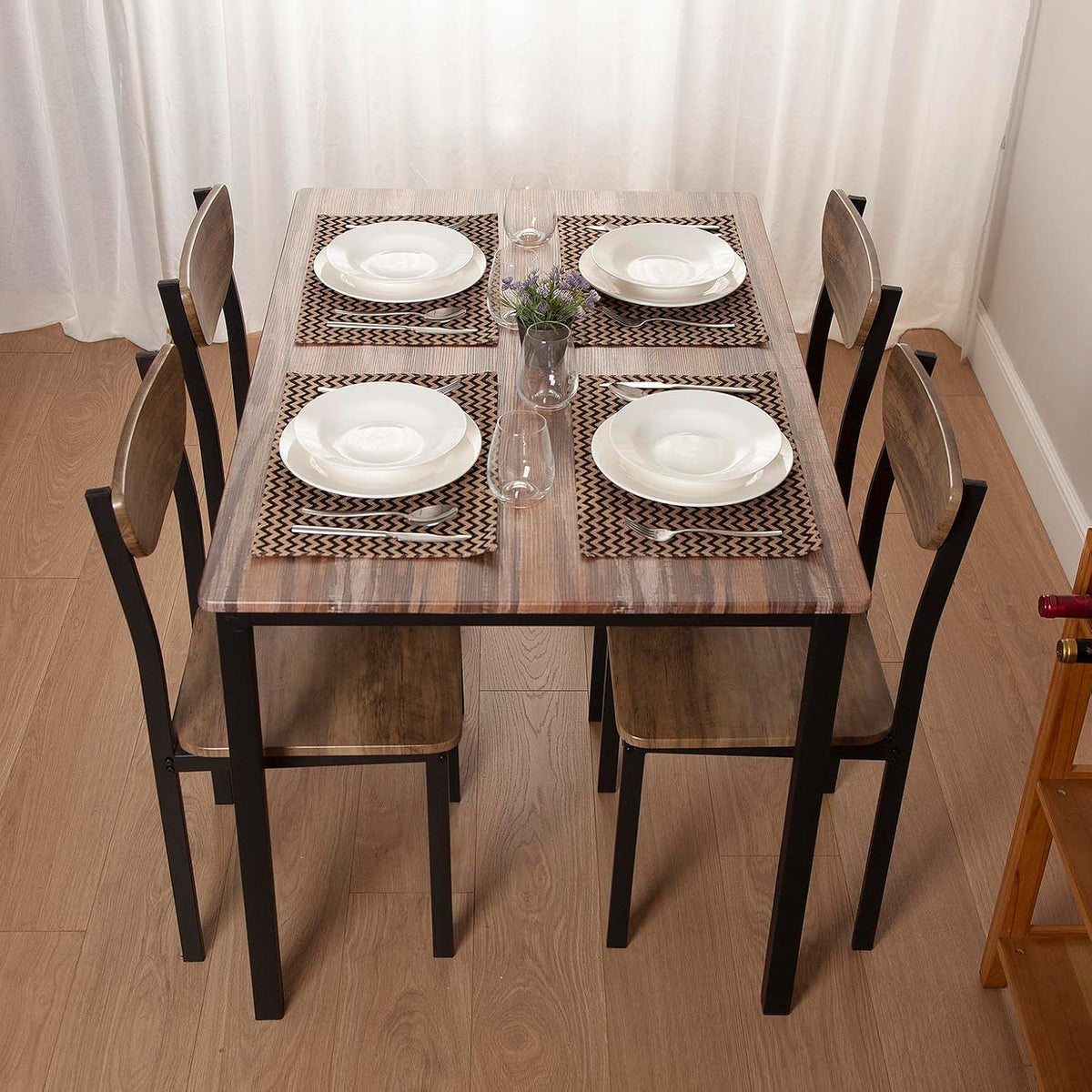 Versa Amaia Eettafel voor keuken, terras, tuin of eetkamer, Afmetingen (H x B x H) 76 x 80 x 120 cm, Hout en Metaal, Kleur Zwart