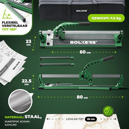 ProCut S 600 tegelsnijder - tegelsnijder met 600mm snijlengte - precieze sneden dankzij hardmetalen snijwiel met kogellager - tegelsnijmachine met magnetische breekstempel