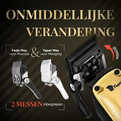 Fagaci Professionele Tondeuse voor Mannen met Superieure Precisie, 5X Langere Scherpte, Kappers Tondeuse Draadloos met 2 Messen (Fade & Taper), Borstelloze Motor