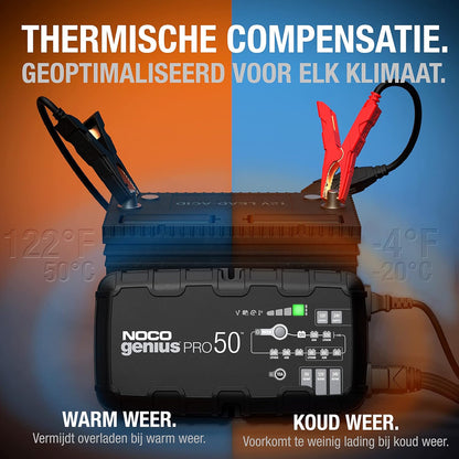 NOCO GENIUSPRO50, 50A Automatische Professionele Oplader, 6V, 12V en 24V Batterijlader, AGM, SLA, Gel en Lithium Auto-Acculader, Onderhoudslader, Druppellader en Desulfator - Auto, Boot, SUV, Camper