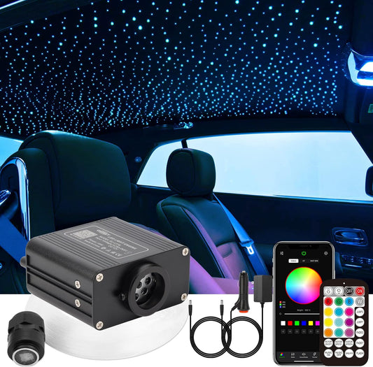 CHINLY Twinkle Sterrenhemel auto glasvezel licht voor auto/plafond, 16 W Twinkle 550 stuks x 0,75 mm x 3 m Bluetooth RGBW APP/Remote LED Fiber Optic Star plafondverlichting kit
