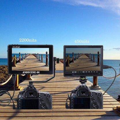 ANDYCINE C7 C7 Inch Ultra Clear 2200nit 1920x1200 Touch Screen 4K HDMI On/Off with Waveform/Vector Range/3D Lut for DSLR Mirrorless Camera A72 A73 A7M4 Z50 R50 EOS R8 - QUORE