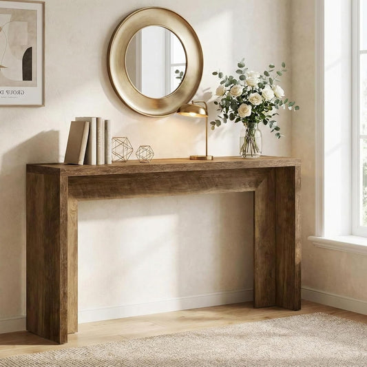 Console Tafel – Sidetable – Haltafel – Gangtafel – Sofa Tafel – Hout – 140 cm Lang – Rustieke Bruine Afwerking
