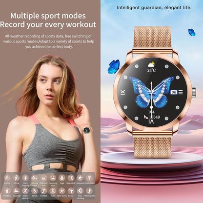 Smartwatch voor Damen met Bluetooth Bellen, 3 Armbanden, 1,09" Slimme Horloge, IP68 Waterdicht Sporthorloges, Hartslagmeter, SpO2, Slaapmonitor, Fitnesstrackerhorloge voor Android/iOS (Goud)