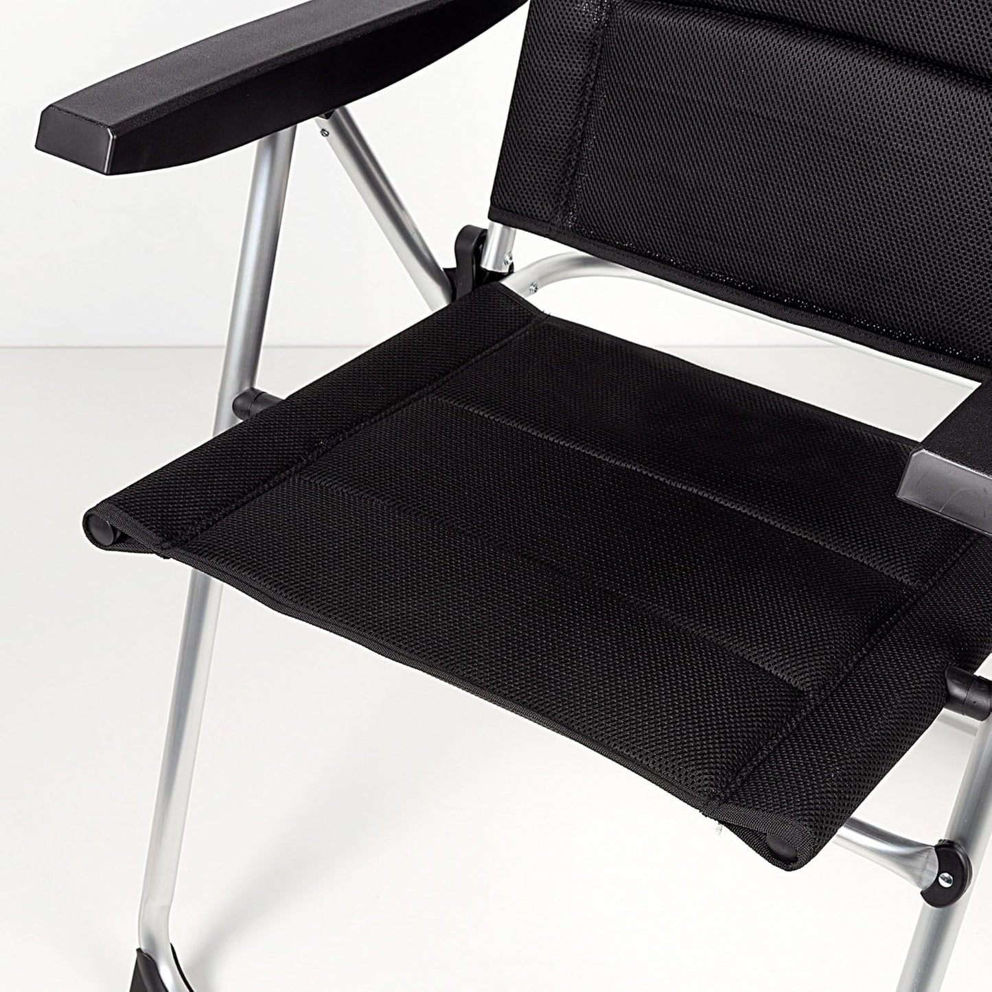 AKTIVE Set van 2 klapstoelen, 5 posities, zwart, voor terras, balkon, erf of tuin, 49 x 67 x 123 cm, van aluminium en polyester, gevoerd, kantelbeveiliging, max. 110 kg, klapstoelen, 85475