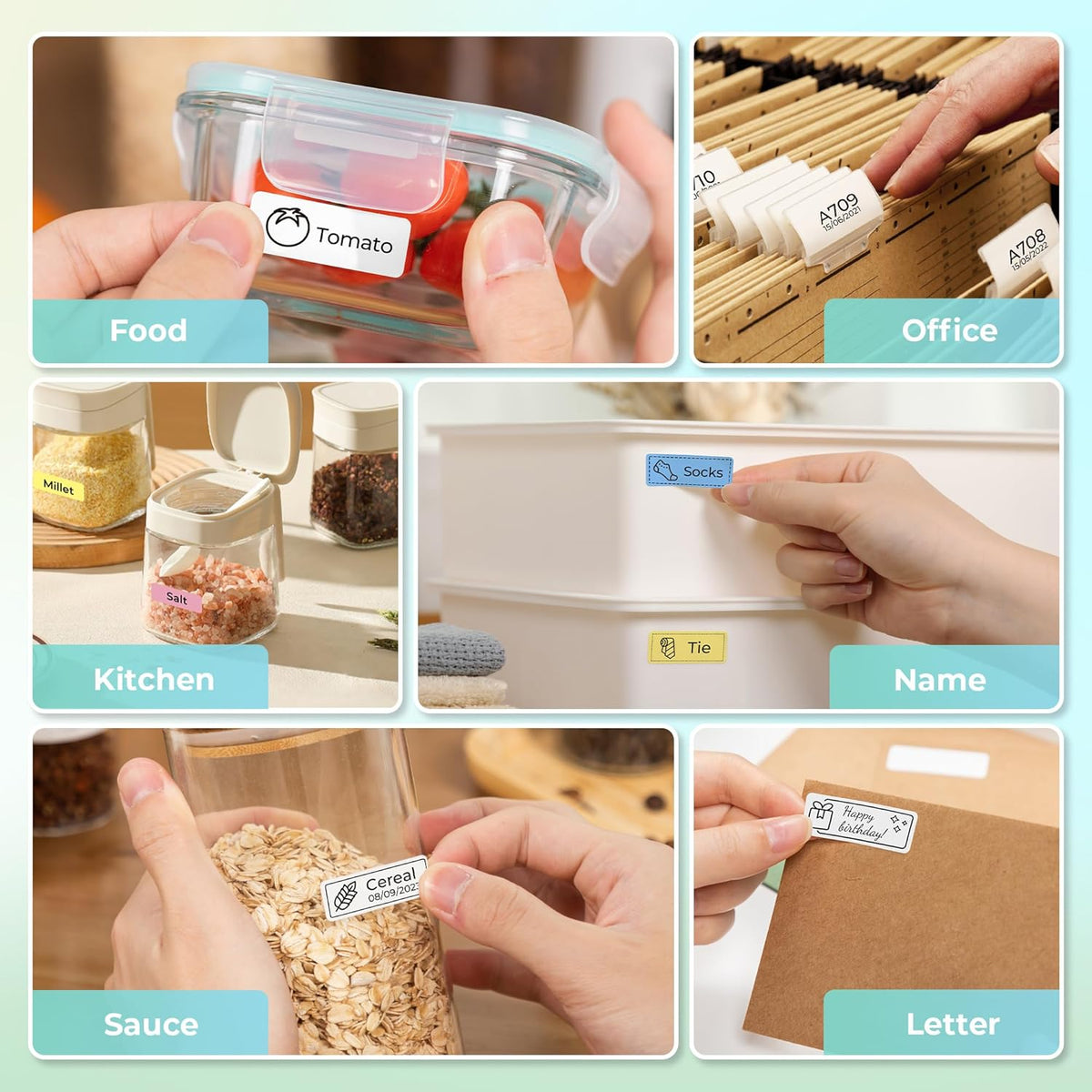 Nelko P21 Draagbare Bluetooth-labelmaker, draadloze stickerprinter met meerdere sjablonen voor thuiskantoororganisatie en opslaglocatie, met 3 rollen thermische tape (14 x 40 mm), wit