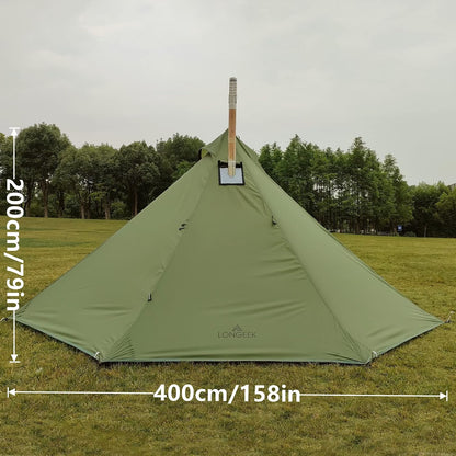 Longeek 4-Persoons Kampeer Tipi-Tent 4 Seizoenen Backpacken Ultra-Licht Snelle Opbouw Hot Teepee