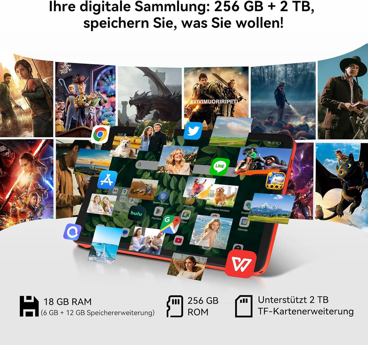 Blackview Zeno 1 8 inch tablet Android 15 90Hz 800 x 1280 – ultra licht en compact gaming, T615 8 Core AI Chip, 18 GB RAM + 256 GB ROM (2 TB TF)/4G LTE + WiFi5G/Face ID/6000 mAh/8 MP + 8 MP/Widevine