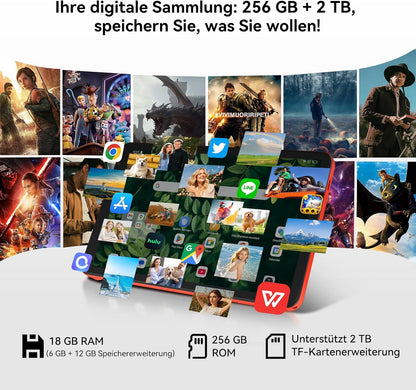 Blackview Zeno 1 8 inch tablet Android 15 90Hz 800 x 1280 – ultra licht en compact gaming, T615 8 Core AI Chip, 18 GB RAM + 256 GB ROM (2 TB TF)/4G LTE + WiFi5G/Face ID/6000 mAh/8 MP + 8 MP/Widevine
