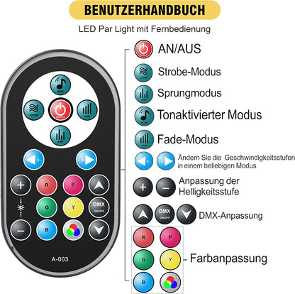 U`King Set van 10 led-schijnwerpers, 36 leds, podiumverlichting, RGB met afstandsbediening, discolicht, schijnwerper, verlichting, bewegende kop voor stage, DJ, party, show, bar, Halloween, Kerstmis